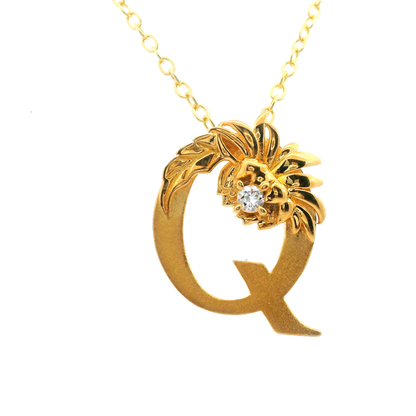 Elegante 925er vergoldete  Buchstaben-Halskette mit Diamant (lab-grown)