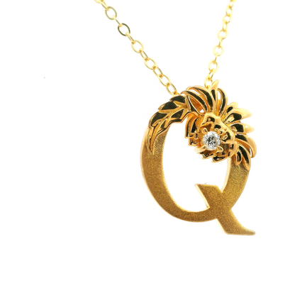 Elegante 925er vergoldete  Buchstaben-Halskette mit Diamant (lab-grown)