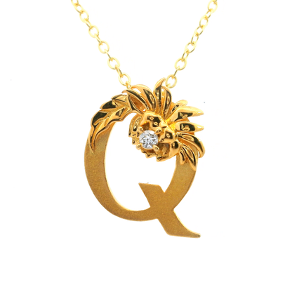 Elegante 925er vergoldete  Buchstaben-Halskette mit Diamant (lab-grown)