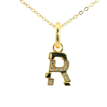 Elegante 925er Silber vergoldete Buchstaben-Kette mit Diamanten (lab-grown)