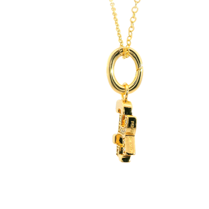 Elegante 925er Silber vergoldete Buchstaben-Kette mit Diamanten (lab-grown)