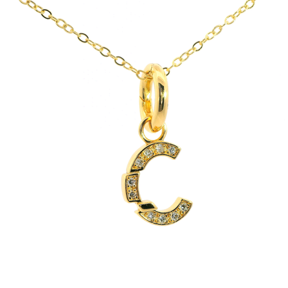 Elegante 925er vergoldete Buchstaben-Kette mit Diamanten (lab-grown)