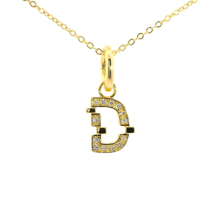 Elegante 925er Silber vergoldete Buchstaben -Kette mit Diamanten (lab-grown)