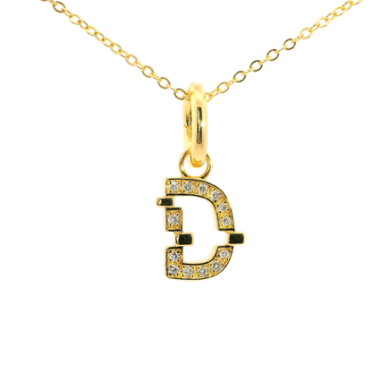 Elegante 925er Silber vergoldete Buchstaben -Kette mit Diamanten (lab-grown)