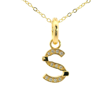 Elegante 925er Silber vergoldete Buchstaben-Kette mit Diamanten (lab-grown)