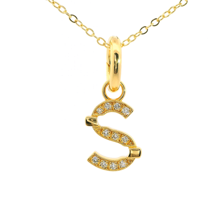Elegante 925er Silber vergoldete Buchstaben-Kette mit Diamanten (lab-grown)