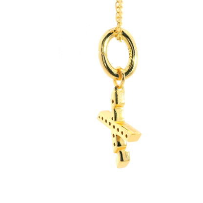 Elegante 925er Silber vergoldete Buchstaben- Kette mit Diamanten (lab-grown)