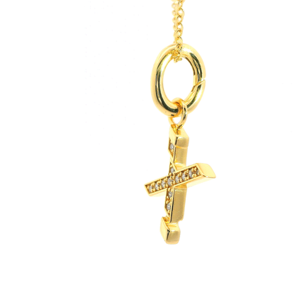 Elegante 925er Silber vergoldete Buchstaben- Kette mit Diamanten (lab-grown)