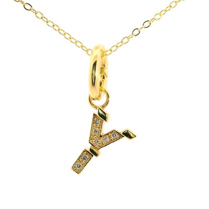 Eleganter 925er Silber vergoldete Buchstaben-Kette mit Diamanten (lab-grown)