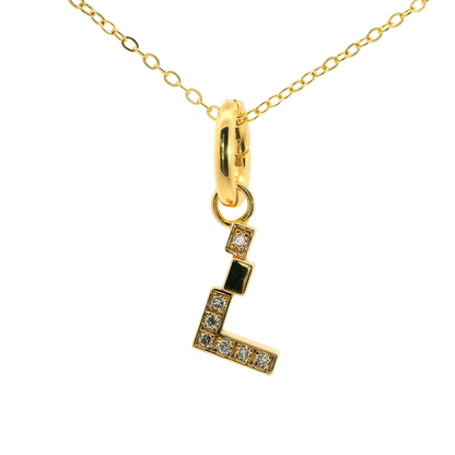 Elegante 925er Silber vergoldete Buchstaben-Ketten mit Diamanten (lab-grown)