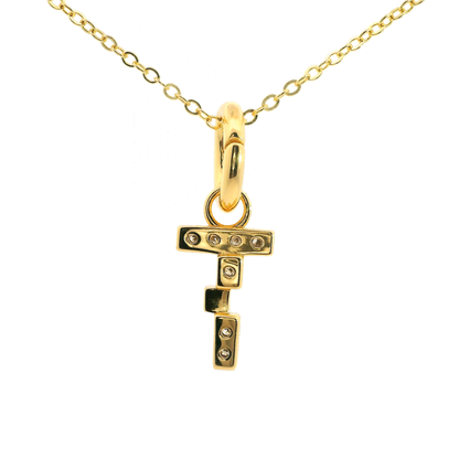 Elegante 925er Silber vergoldete Buchstaben- Kette mit Diamanten (lab-grown)