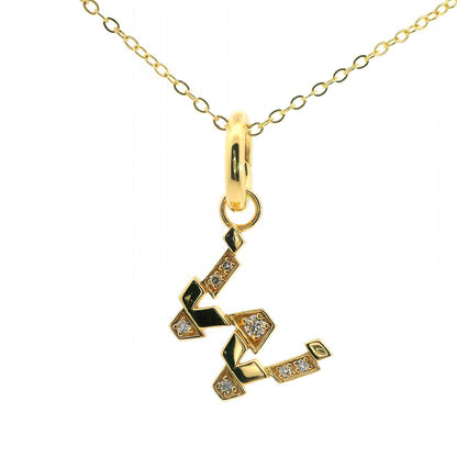 Elegante 925er vergoldete Buchstaben-Kette mit Diamanten (lab-grown)