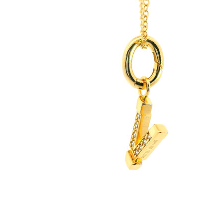 Elegante 925er Silber vergoldete Buchstaben-Kette mit Diamanten (lab-grown)