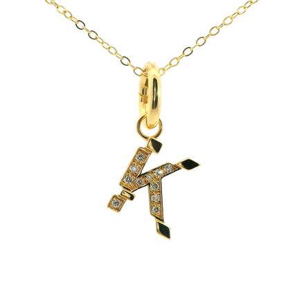 Elegante 925er Silber vergoldete Buchstaben-Kette mit Diamanten (lab-grown)