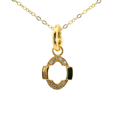 Elegante 925er Silber vergoldete Buchstaben-Kette mit Diamanten (lab-grown)