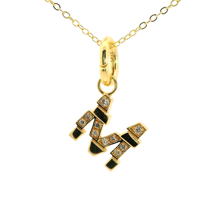 Elegante 925er Silber vergoldete Buchstaben-Kette mit Diamanten (lab-grown)