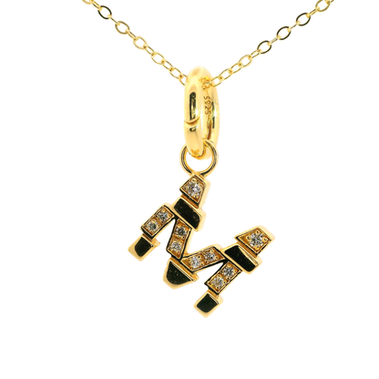 Elegante 925er Silber vergoldete Buchstaben-Kette mit Diamanten (lab-grown)