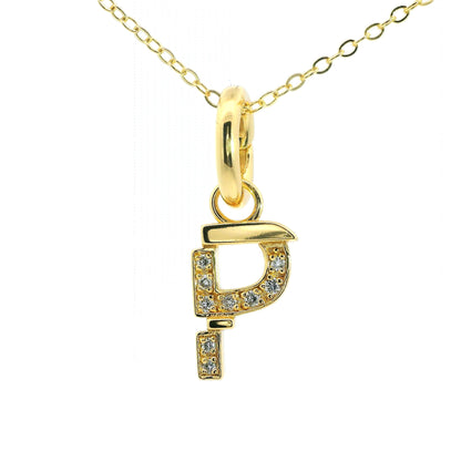 Elegante 925er Silber vergoldete Buchstaben-Kette mit Diamanten (lab-grown)