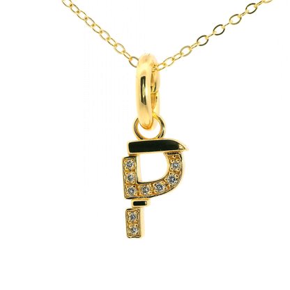 Elegante 925er Silber vergoldete Buchstaben-Kette mit Diamanten (lab-grown)