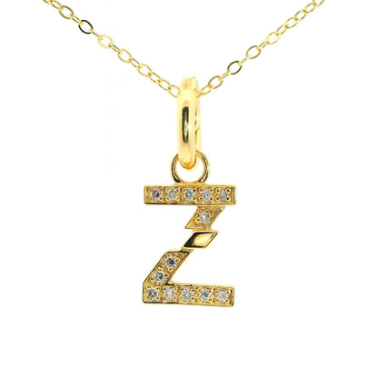 Elegante 925er Silber vergoldete Buchstaben-Kette mit Diamanten (lab-grown)