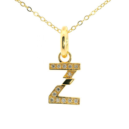 Elegante 925er Silber vergoldete Buchstaben-Kette mit Diamanten (lab-grown)