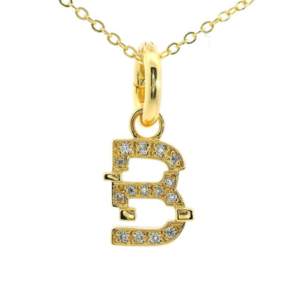 Elegante 925er Silber vergoldete Buchstaben-Kette mit Diamanten (lab-grown)