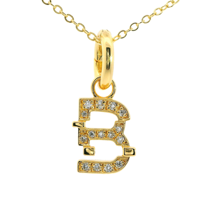 Elegante 925er Silber vergoldete Buchstaben-Kette mit Diamanten (lab-grown)