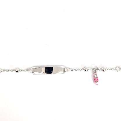Elegantes Silberarmband mit rosa Schuh