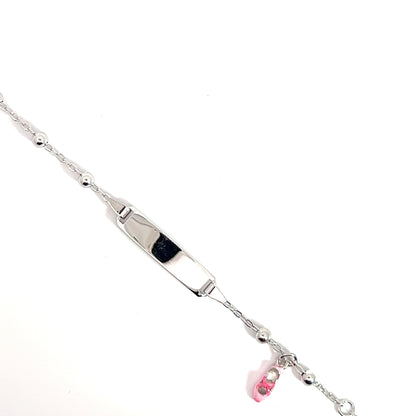 Elegantes Silberarmband mit rosa Schuh