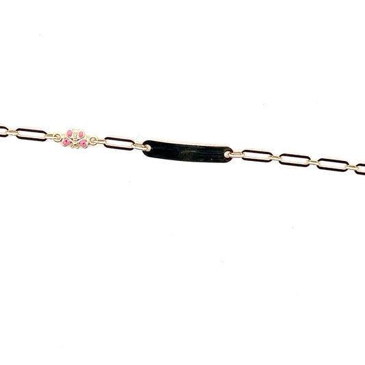 Elegantes Kinder-ID-Armband mit Schmetterling in 585er Gold