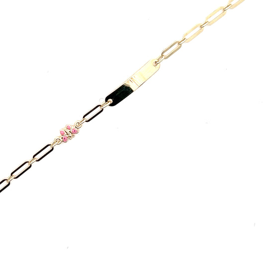Elegantes Kinder-ID-Armband mit Schmetterling in 585er Gold