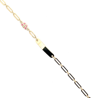 Elegantes Kinder-ID-Armband mit Schmetterling in 585er Gold