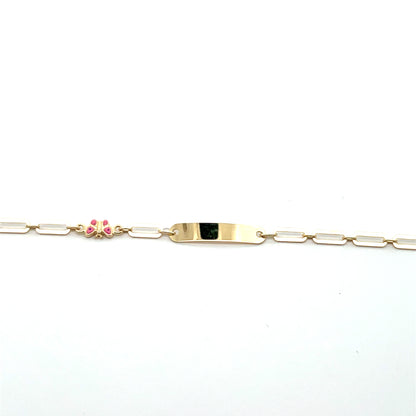 Elegantes Kinder-ID-Armband mit Schmetterling in 585er Gold