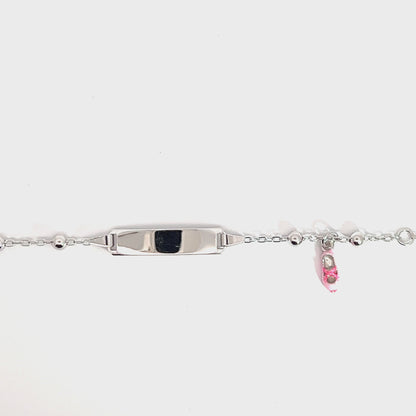 Elegantes Silberarmband mit rosa Schuh