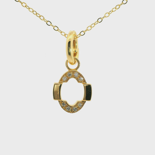 Elegante 925er Silber vergoldete Buchstaben-Kette mit Diamanten (lab-grown)