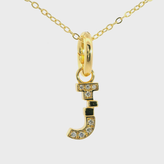 Elegante 925er Silber vergoldete Buchstaben -Kette mit Diamanten (lab-grown)