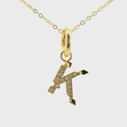 Elegante 925er Silber vergoldete Buchstaben-Kette mit Diamanten (lab-grown)