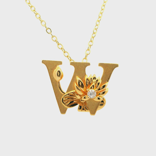 Elegante vergoldete Buchstaben-Halskette mit Diamanten (lab-grown)