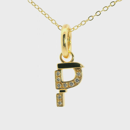 Elegante 925er Silber vergoldete Buchstaben-Kette mit Diamanten (lab-grown)