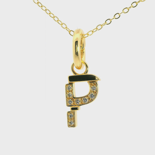 Elegante 925er Silber vergoldete Buchstaben-Kette mit Diamanten (lab-grown)