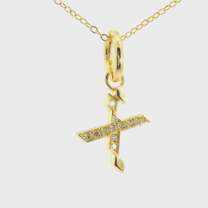 Elegante 925er Silber vergoldete Buchstaben- Kette mit Diamanten (lab-grown)