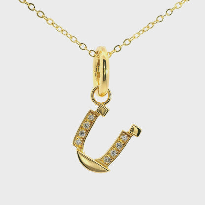 Elegante 925er Silber vergoldete Buchstaben-Kette mit Diamanten (lab-grown)