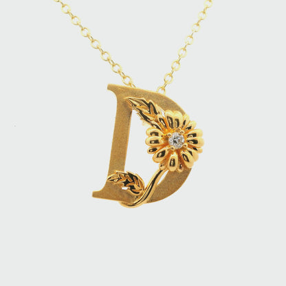 Elegante 925er Silber Buchstaben-Halskette (vergoldet) und einem Diamant (lab-grown)