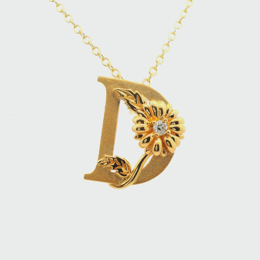 Elegante 925er Silber Buchstaben-Halskette (vergoldet) und einem Diamant (lab-grown)