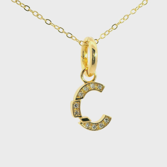 Elegante 925er vergoldete Buchstaben-Kette mit Diamanten (lab-grown)