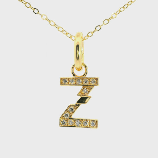 Elegante 925er Silber vergoldete Buchstaben-Kette mit Diamanten (lab-grown)