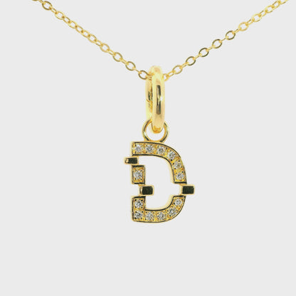 Elegante 925er Silber vergoldete Buchstaben -Kette mit Diamanten (lab-grown)