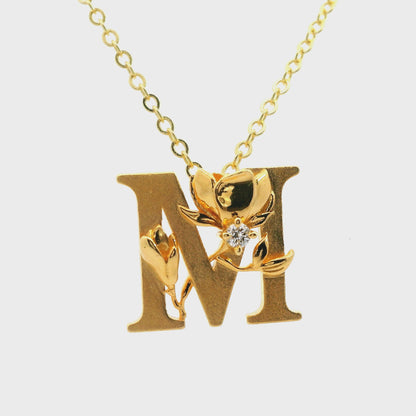 Elegante 925er Silber vergoldete Buchstaben-Halskette und einem Diamant (lab-grown)