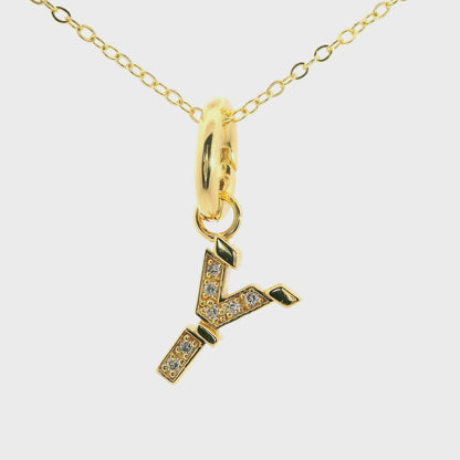 Eleganter 925er Silber vergoldete Buchstaben-Kette mit Diamanten (lab-grown)