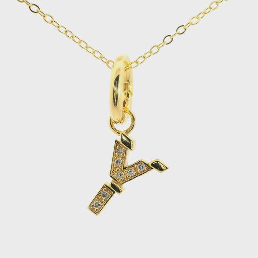 Eleganter 925er Silber vergoldete Buchstaben-Kette mit Diamanten (lab-grown)